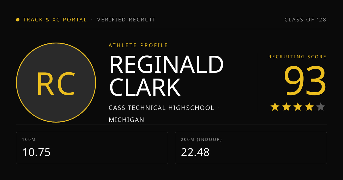 Reginald Clark | Track & Field Recruit, Class of 2028 | Track & XC ...
